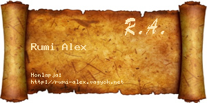 Rumi Alex névjegykártya
